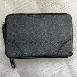GIVENCHY Black Calf Leather Wristlet Pouch Clutch Wallet Never Worn